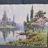 Georges Planes (1897-1977) Valley Landscape, Riverbank (double-sided)