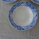 3 Plates faience old Sarreguemines Villeneuve blue décor