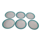 6 hollow plates in opaque porcelain from Badonviller with green marli diam 23 cm