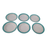 6 assiettes creuses en porcelaine opaque de Badonviller avec marli vert  diam 23 cm