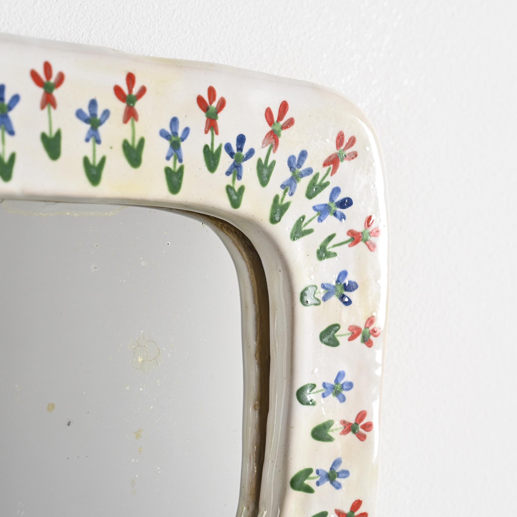 Ceramic mirror, Les Quatre Potiers, France circa 1965