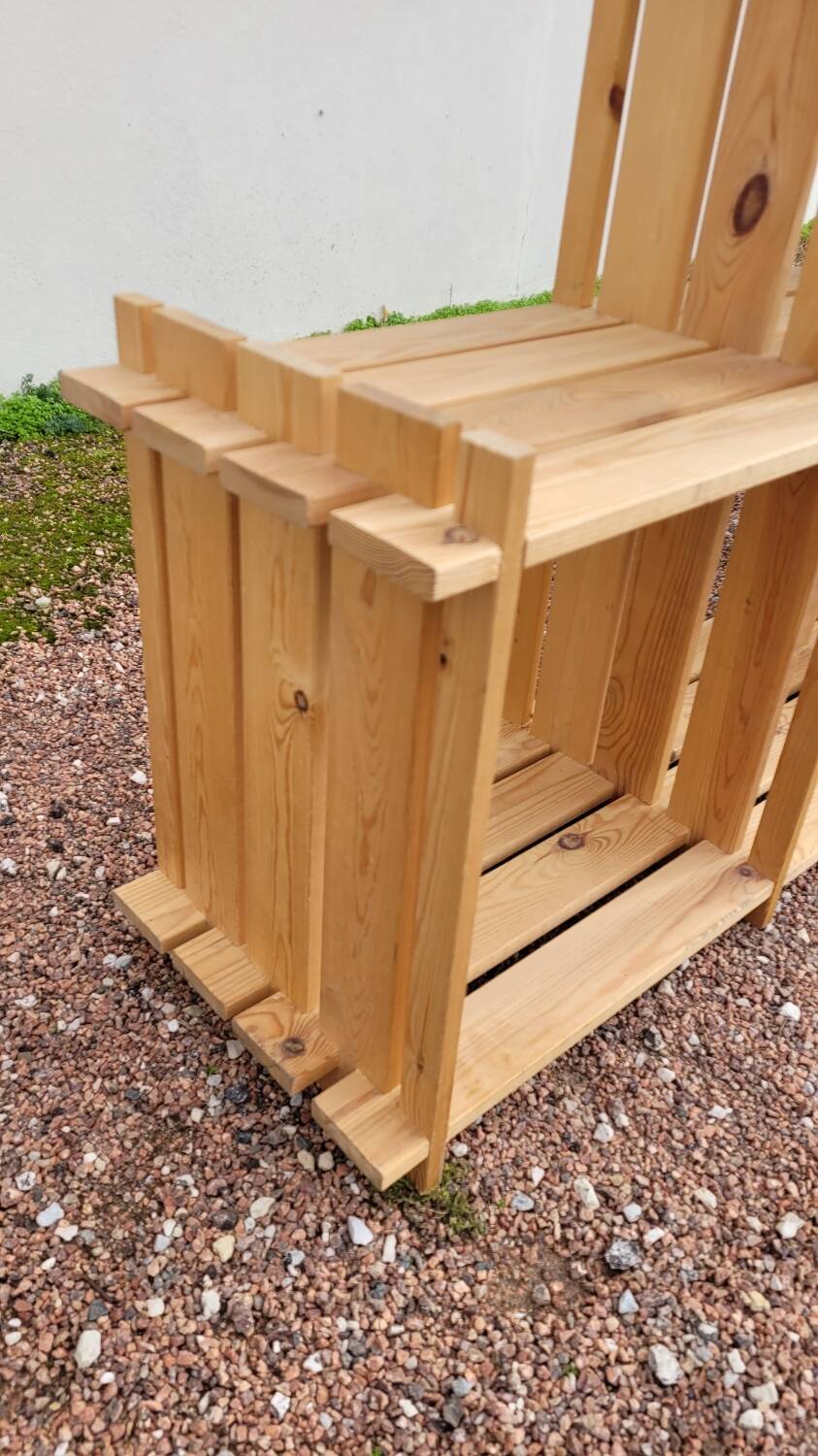 Pair of vintage pine "staircase" bookcase shelves - 1970s