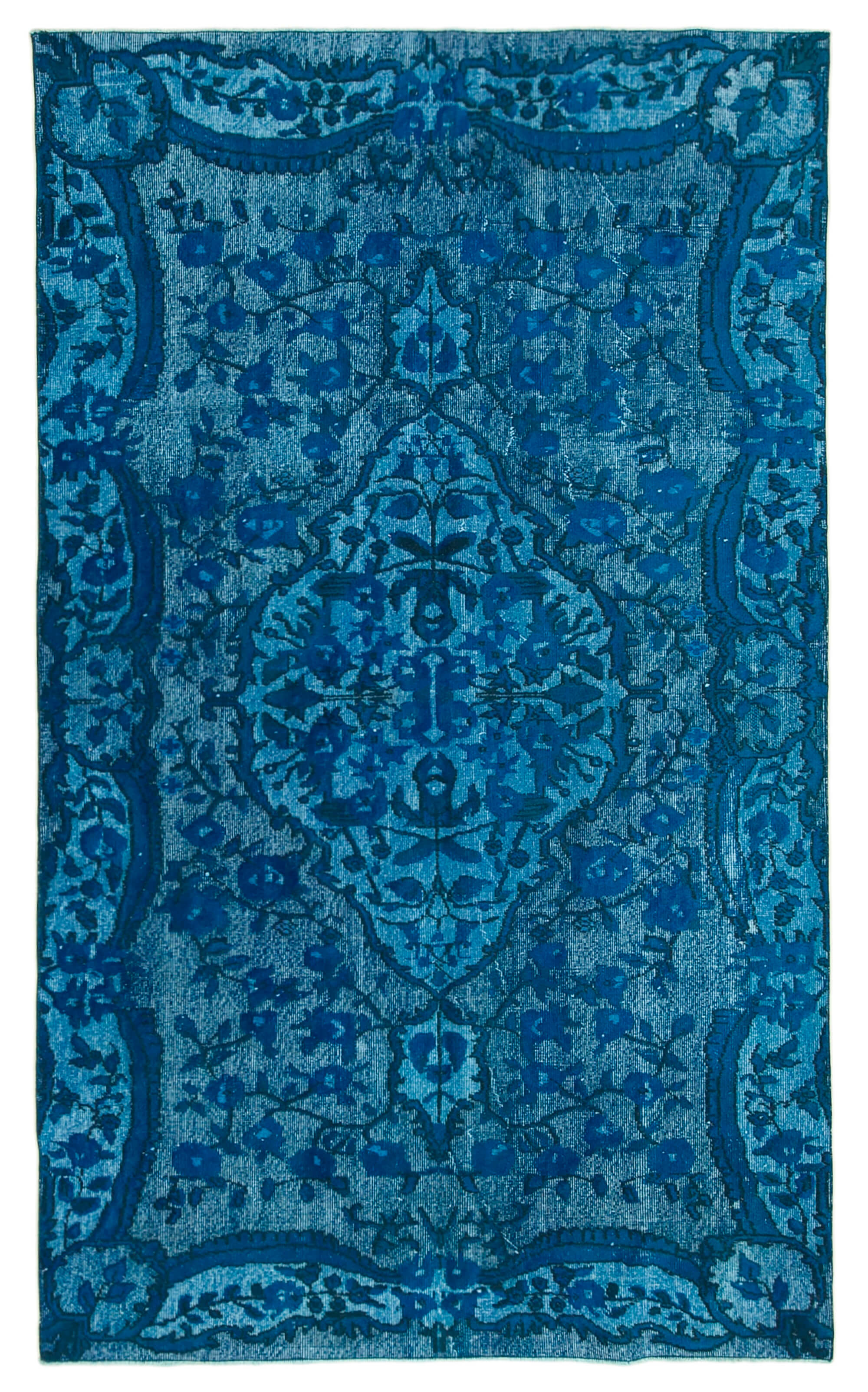 Hand-knotted unique anatolian 1980s 161 cm x 260 cm turquoise carpet