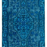 Hand-knotted unique anatolian 1980s 161 cm x 260 cm turquoise carpet