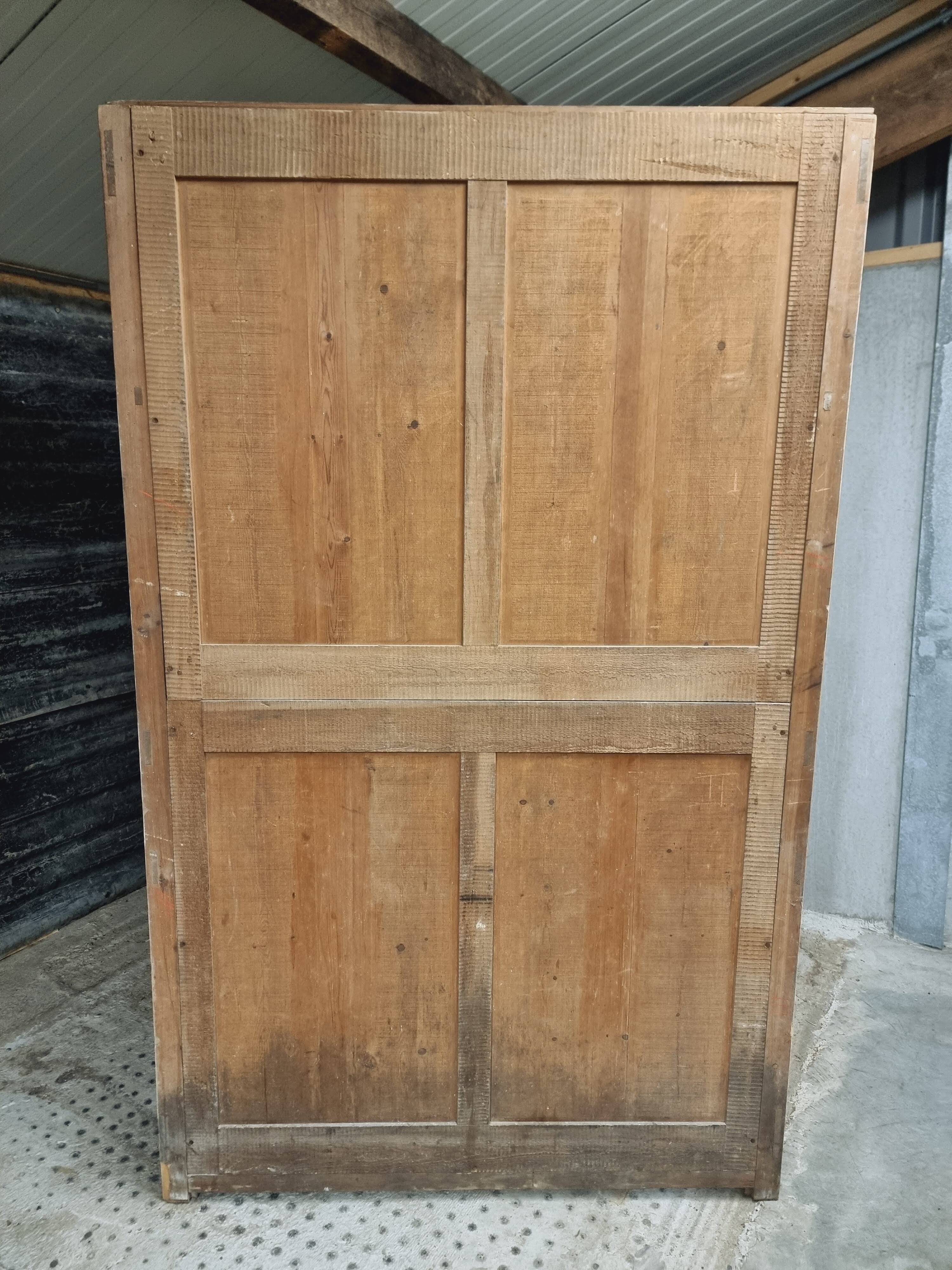 Antique wardrobe, kitchen cabinet, pinewood, creamy white
