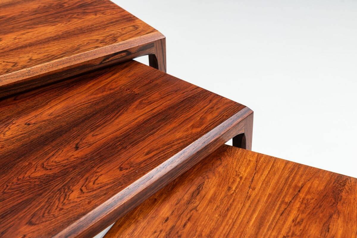 Johannes Andersen set of nesting tables in rosewood Silkeborg Denmark 1960