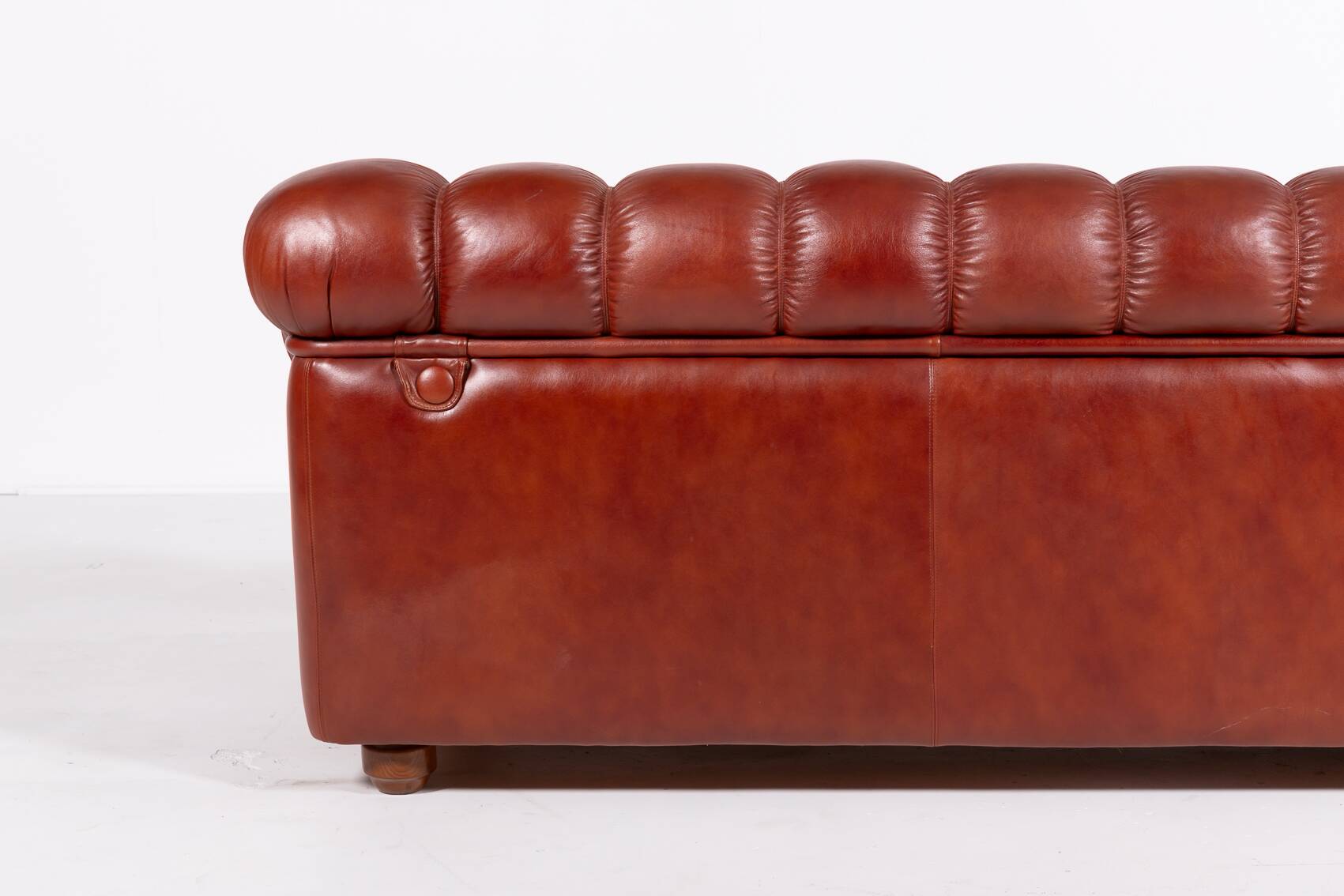 Sculptural Italian Modern three seat leather sofa, 1970’s