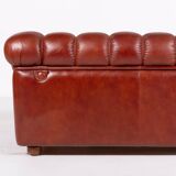 Sculptural Italian Modern three seat leather sofa, 1970’s