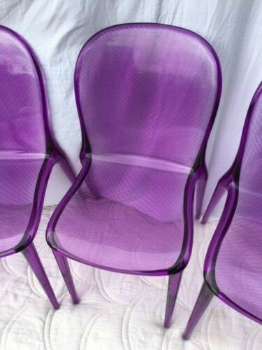 4 chaises violettes Kartell modèle «Thalya» en polycarbonate transparent Selency