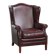 Fauteuil à oreilles en cuir de vachette rouge bordeaux de style anglais