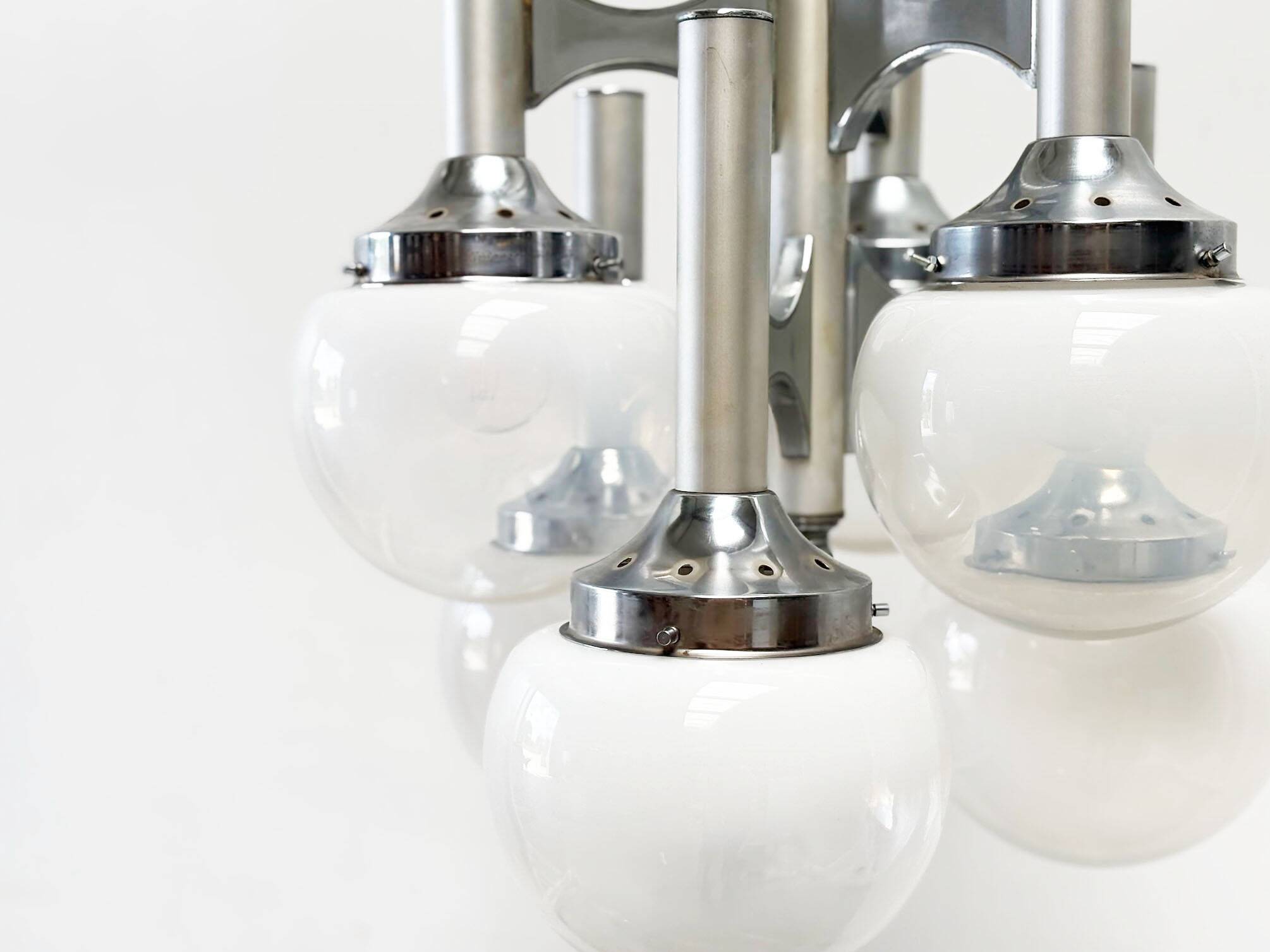 Sciolari chrome "Trumpet" chandelier