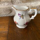 Small milk jug or creamer decoration flowers and golden edge