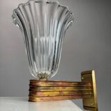 Murano Glass Wall Lamps attributed to Ercole Barovier, Italy, 1940s, Set of 2