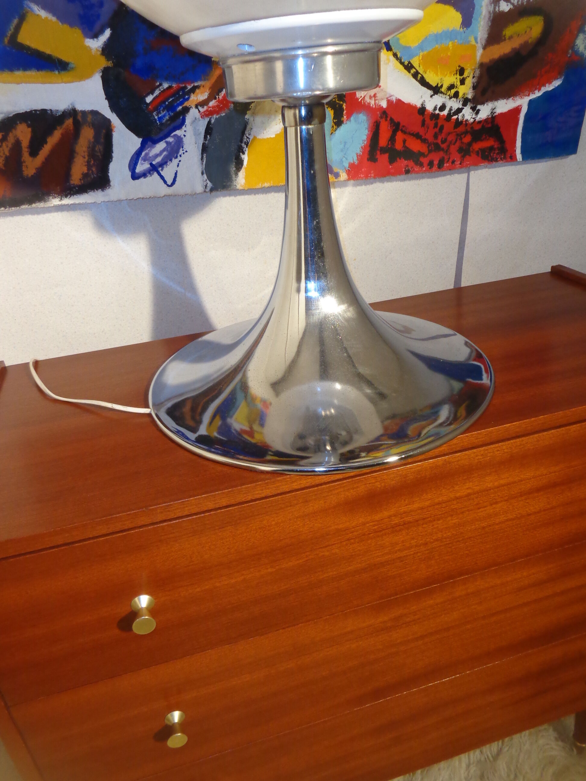 Lamp ball chrome foot tulip of the 1960s