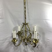 Lustre cage à  4 lumières bronze et cristal