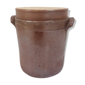 Ancien pot charentais en grès avec couvercle