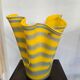 Alicja blown glass vase – Yellow and grey stripes – Free form – H.31 cm