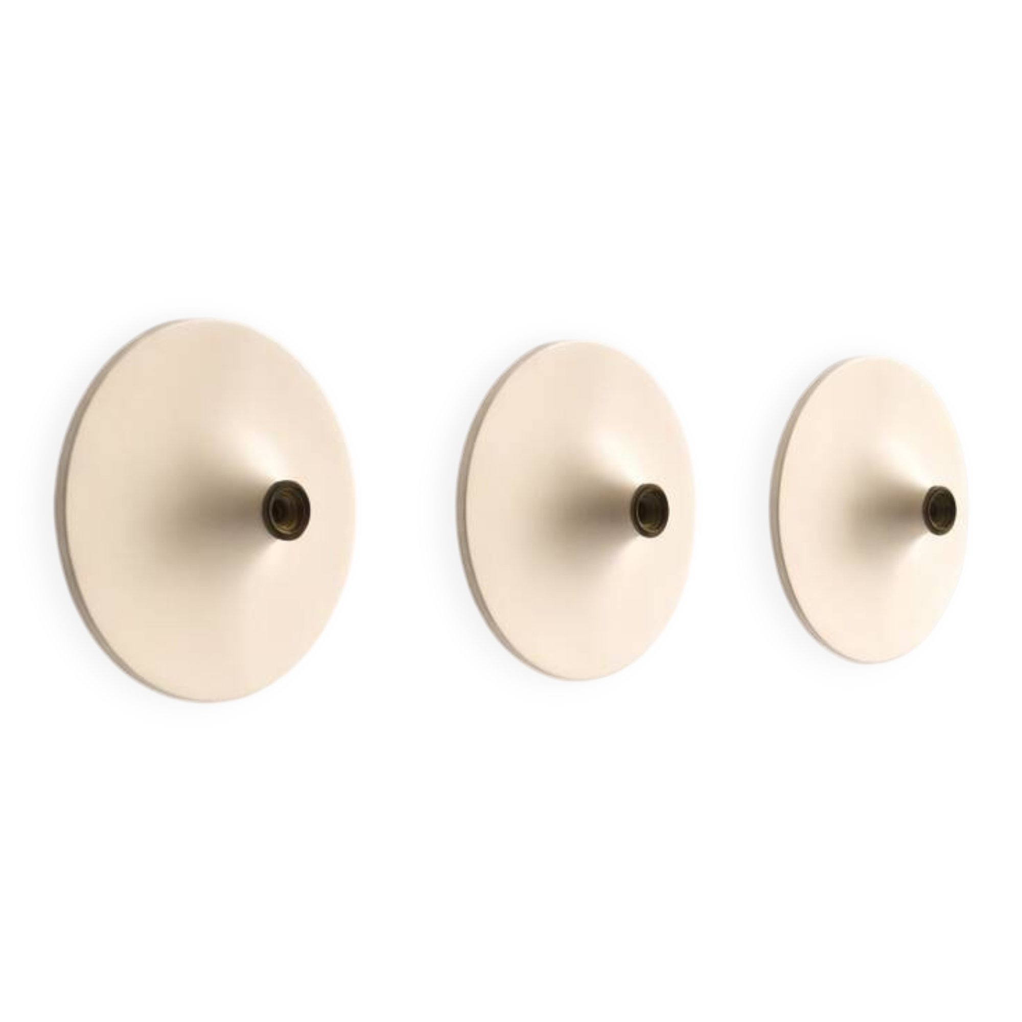 Set of 3 vintage disc wall lamps, 'Charlotte Perriand' for 'Les Arcs', 1970s.