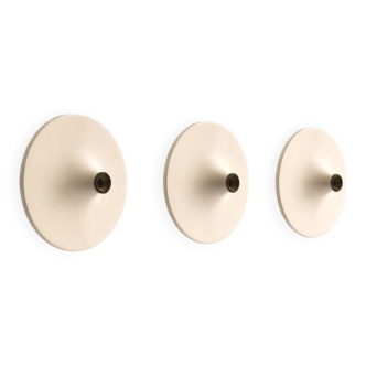 Set of 3 vintage disc wall lamps, 'Charlotte Perriand' for 'Les Arcs', 1970s.