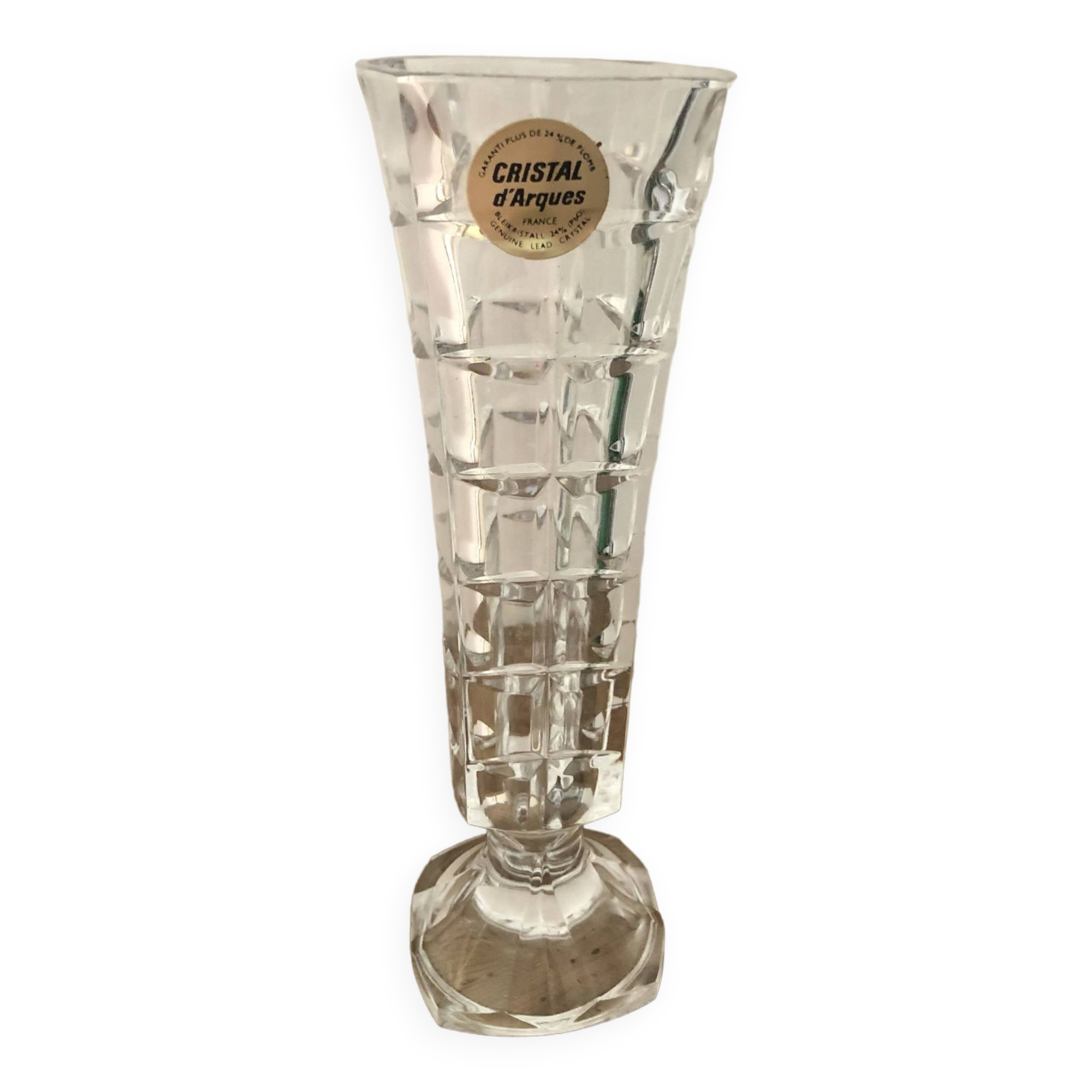 Vintage soliflor vase in Arques crystal, new in box