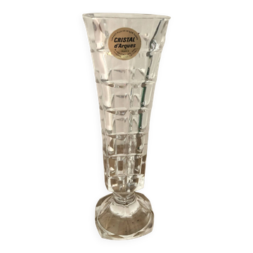 Vintage soliflor vase in Arques crystal, new in box