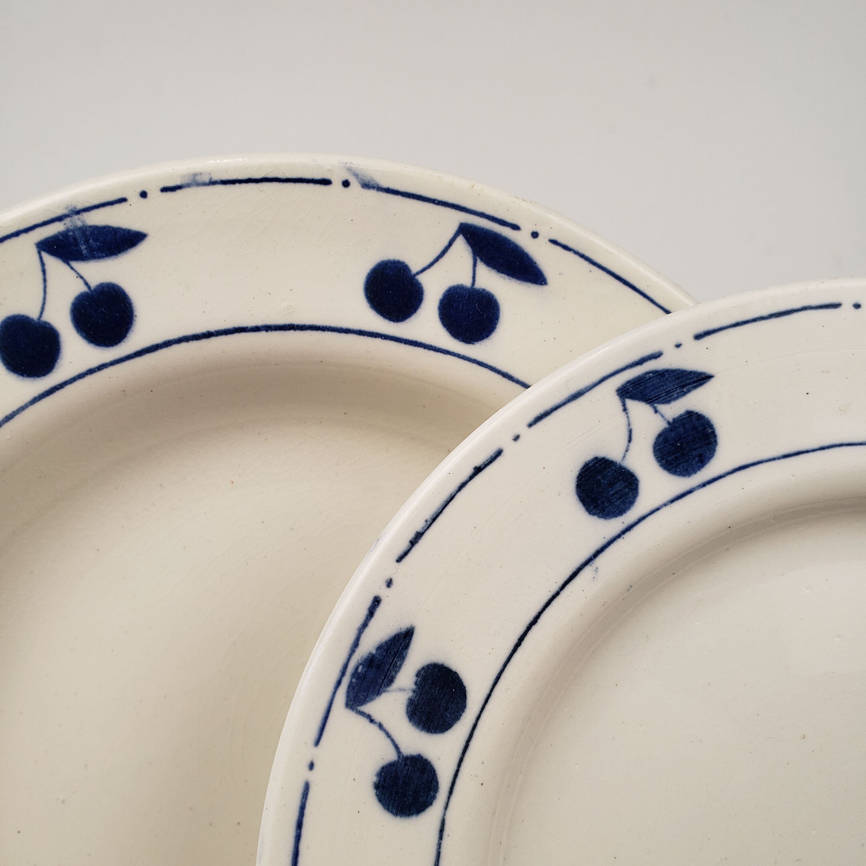 12 blue cherry plates