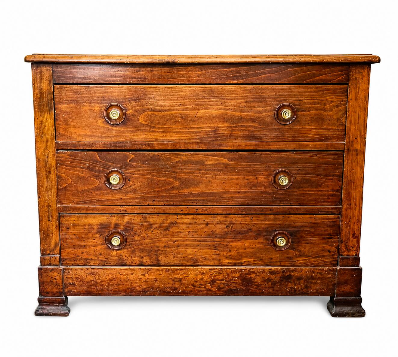 Commode de campagne ancienne en bois massif – XIXᵉ siècle – 3 tiroirs