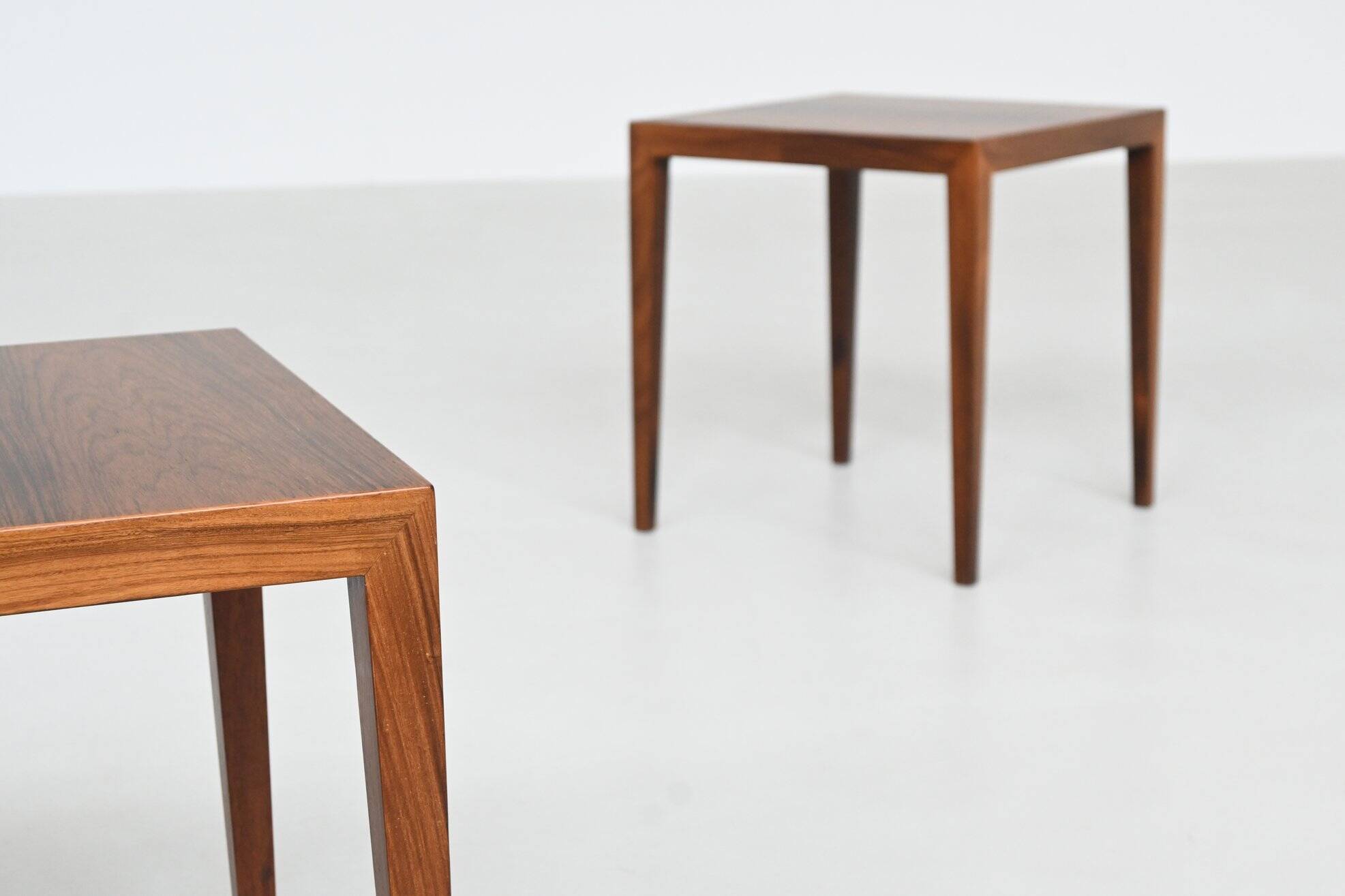 Severin Hansen pair of side tables in rosewood Haslev Denmark 1960
