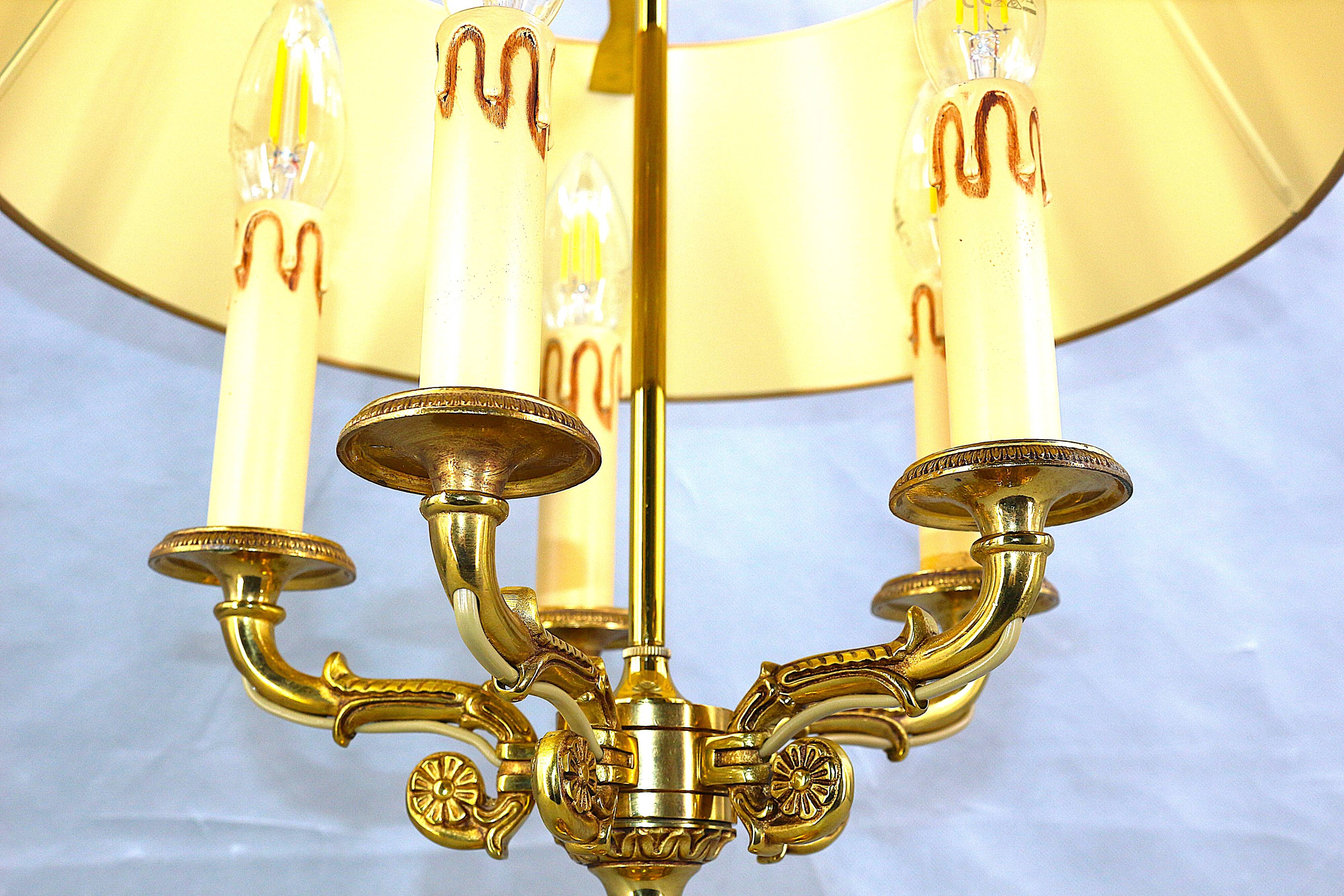 Bronze Bouillotte Lamp in Solid Empire Style Five Lights * Lucien Ga