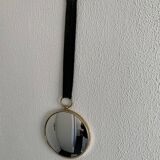 Vintage 1960 witch's eye mirror with green ribbon - 20 x 67 cm