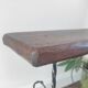 Side table, brutalist bottle holder in wrought iron and solid wood.