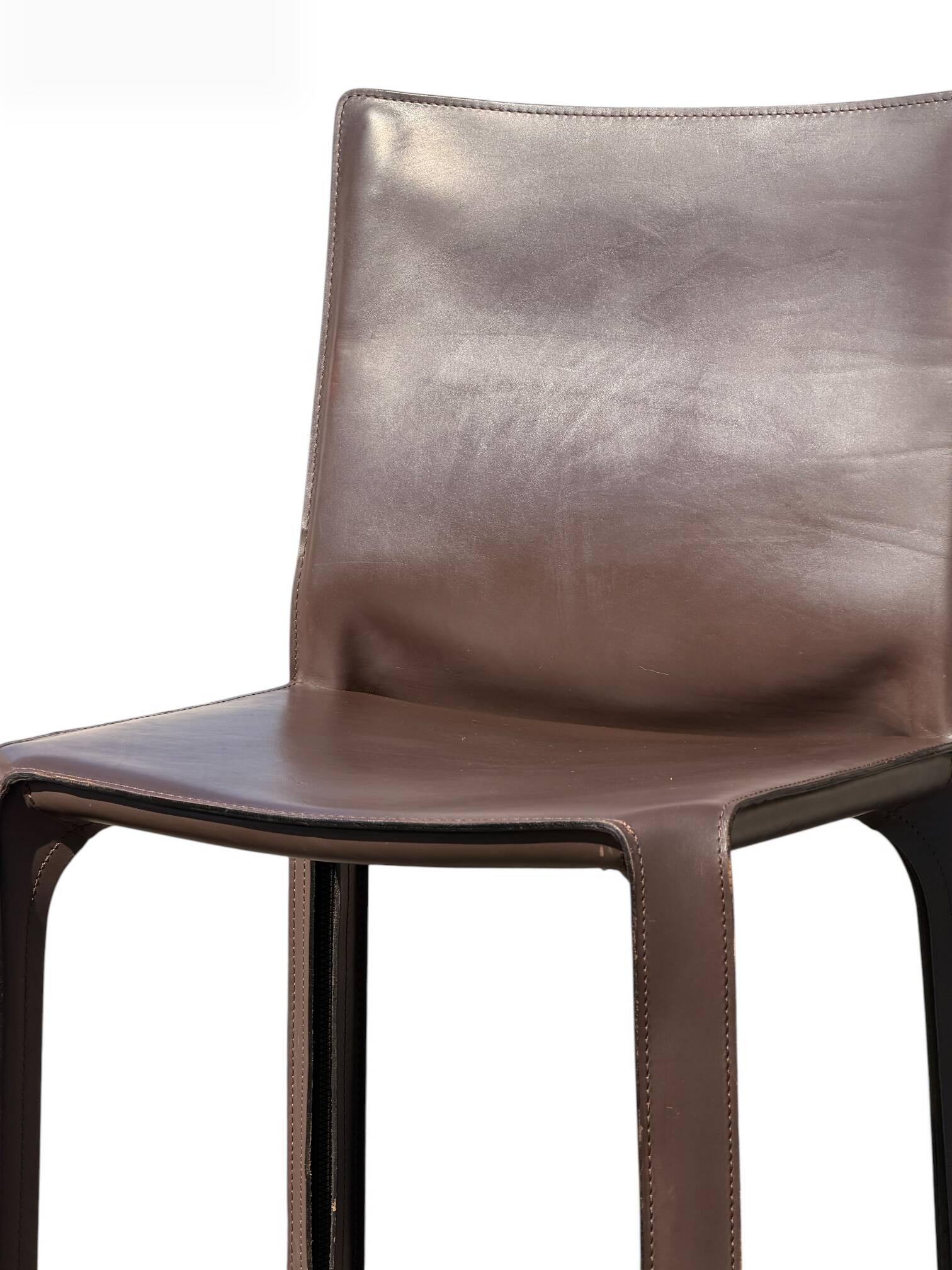 CAB 412 chair by Mario Bellini, Cassina, vintage brown saddle leather.