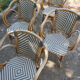 Ensemble de 6 fauteuils bistrot de terrasse en rotin type "parisienne".