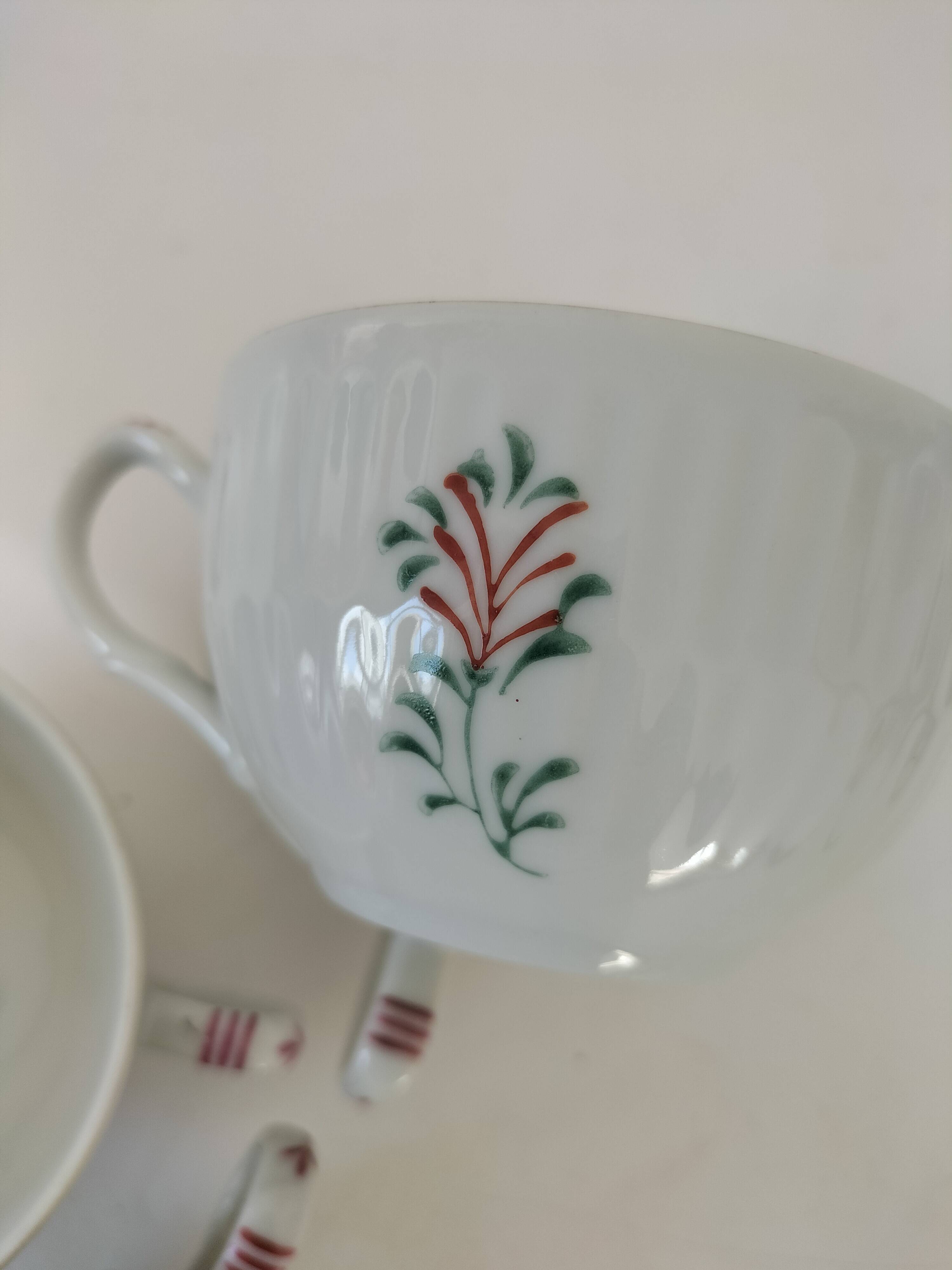 4 tasses scandinaves peintes main Arnold Wiig - Ostfriesland années 50-60