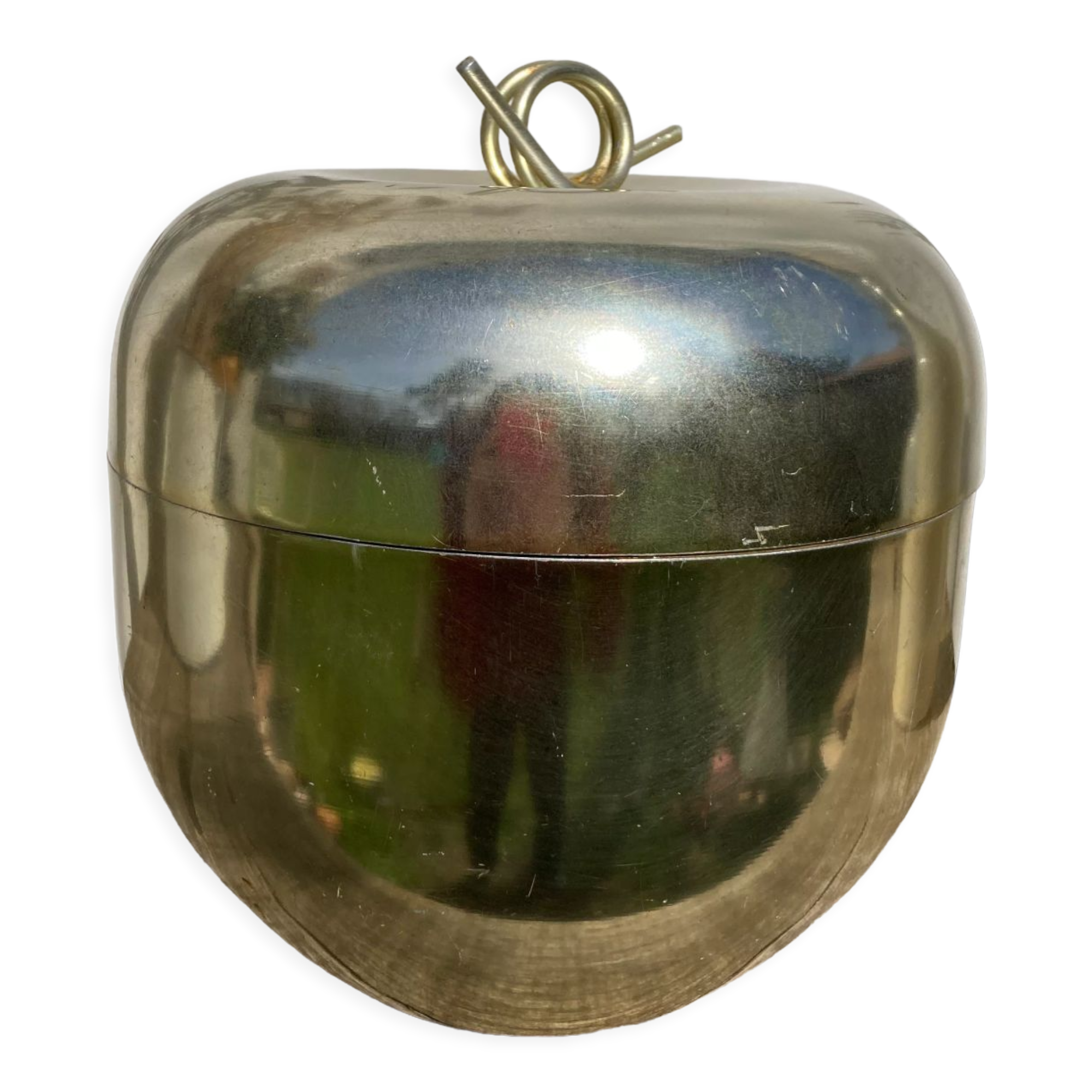 Golden apple ice bucket 1970 vintage fruit