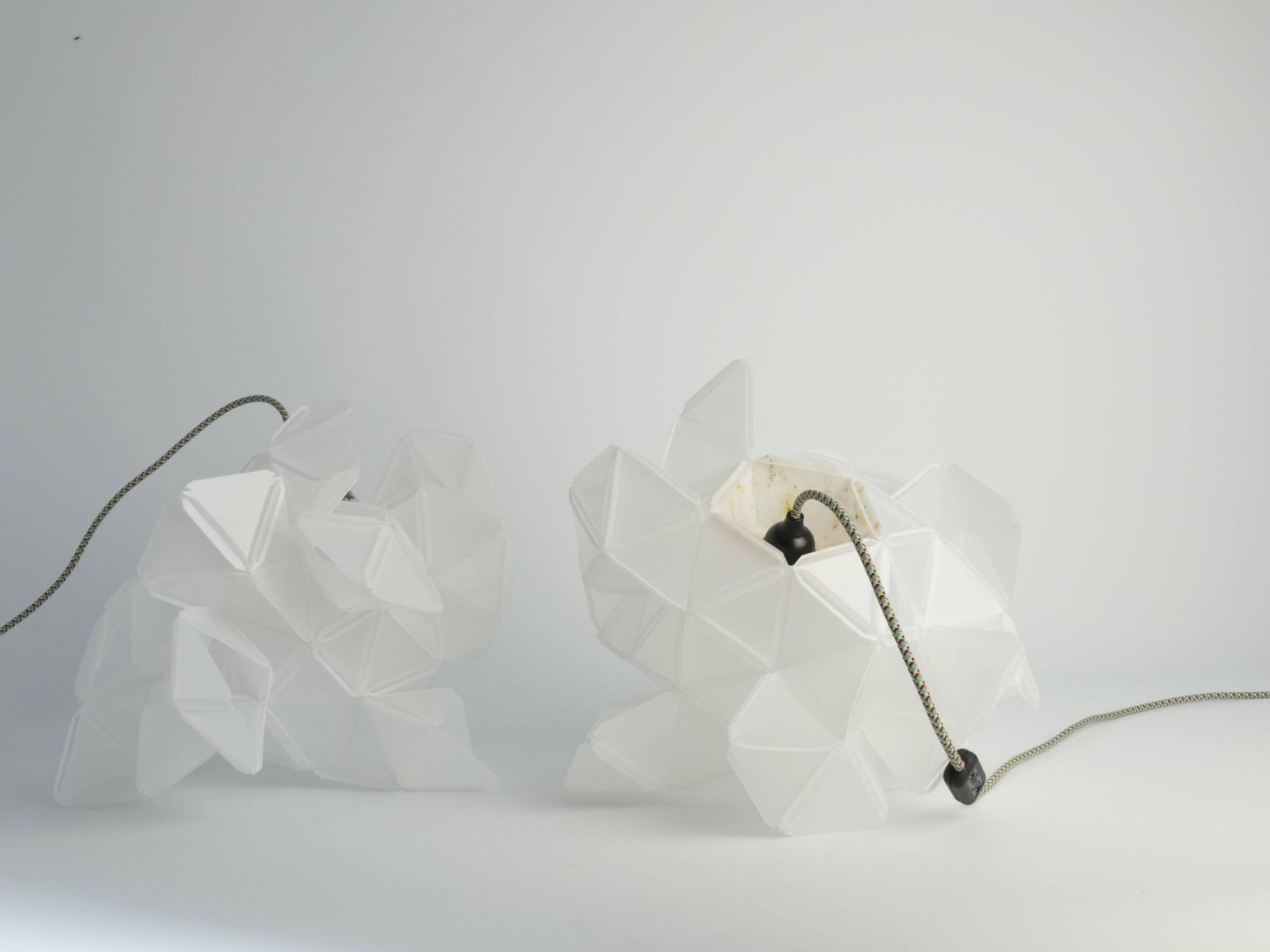Labyrinth, Hazy, Artisan Light Sculpture with Protruding Fixture, By Republiken