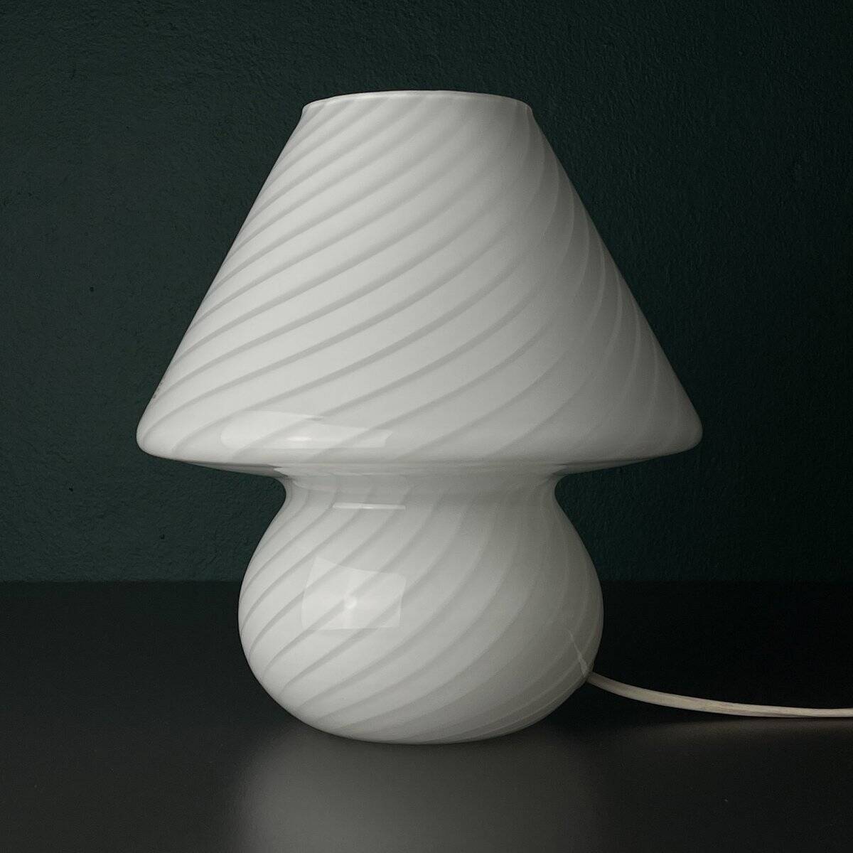 Vintage Murano glass table lamp in a swirling mushroom shape, Italy, 1970s.
