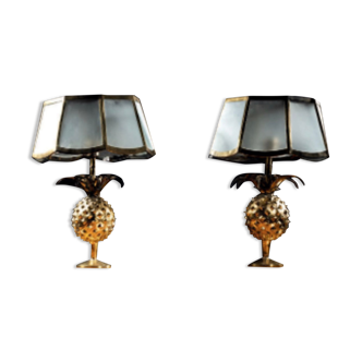 Pair of designer pineapple lamps