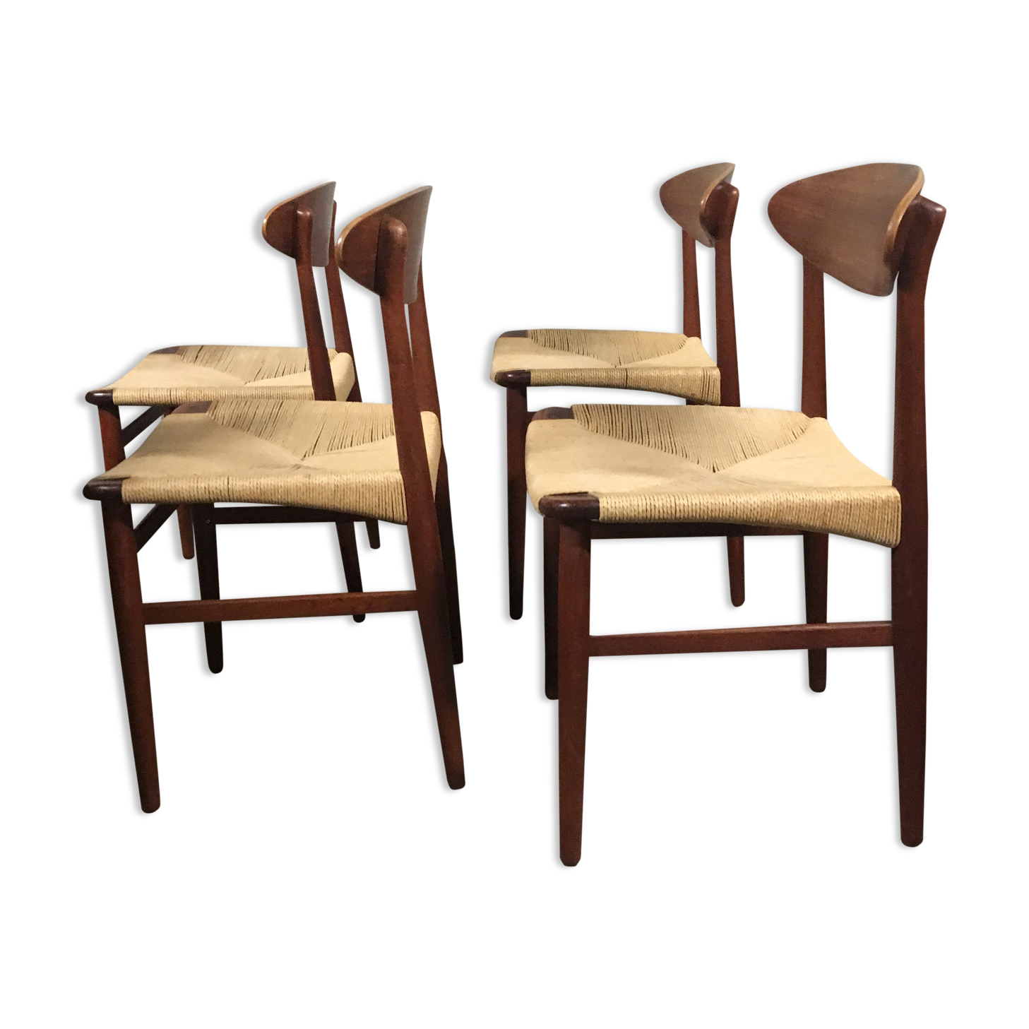 Teak Dining Chairs by Ejnar Larsen & Aksel Bender Madsen, Denmark 1960s