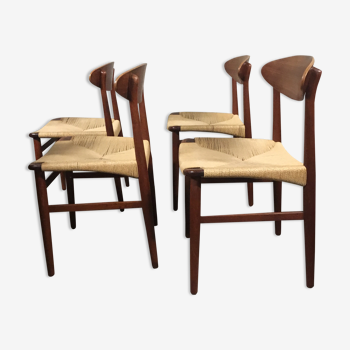 Teak Dining Chairs by Ejnar Larsen & Aksel Bender Madsen, Denmark 1960s