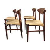 Teak Dining Chairs by Ejnar Larsen & Aksel Bender Madsen, Denmark 1960s