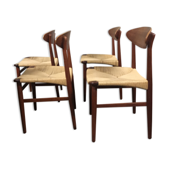 Teak Dining Chairs by Ejnar Larsen & Aksel Bender Madsen, Denmark 1960s