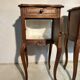 Pair of antique bedside tables with marble top and ceramic niche