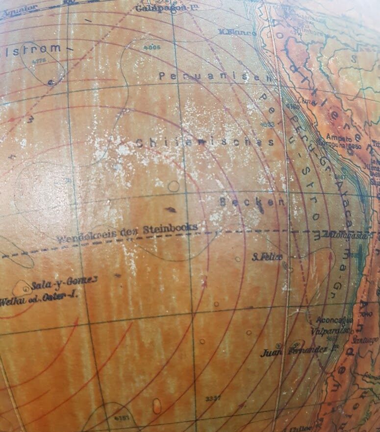 Vintage earth globe with light, Germany 1949