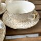 6 cups and sub-cups Villeroy and Boch "little golden flowers" 50s