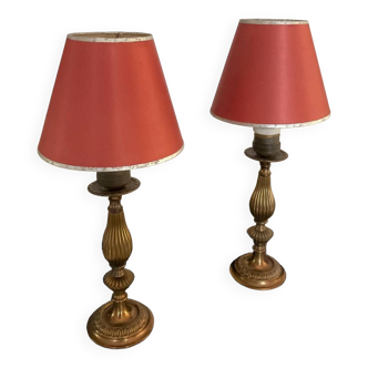 Pair of vintage empire style bronze lamps