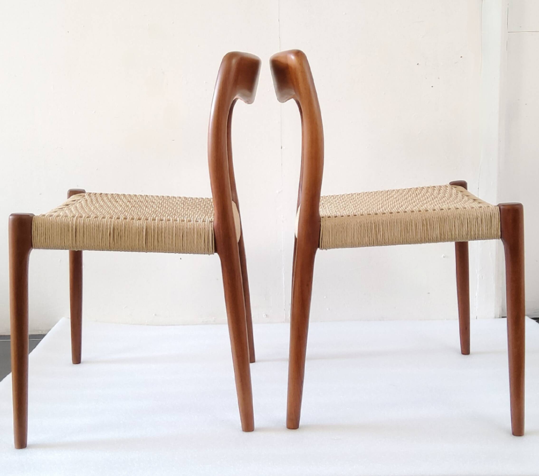 Danish dining chairs in wood and paper cord