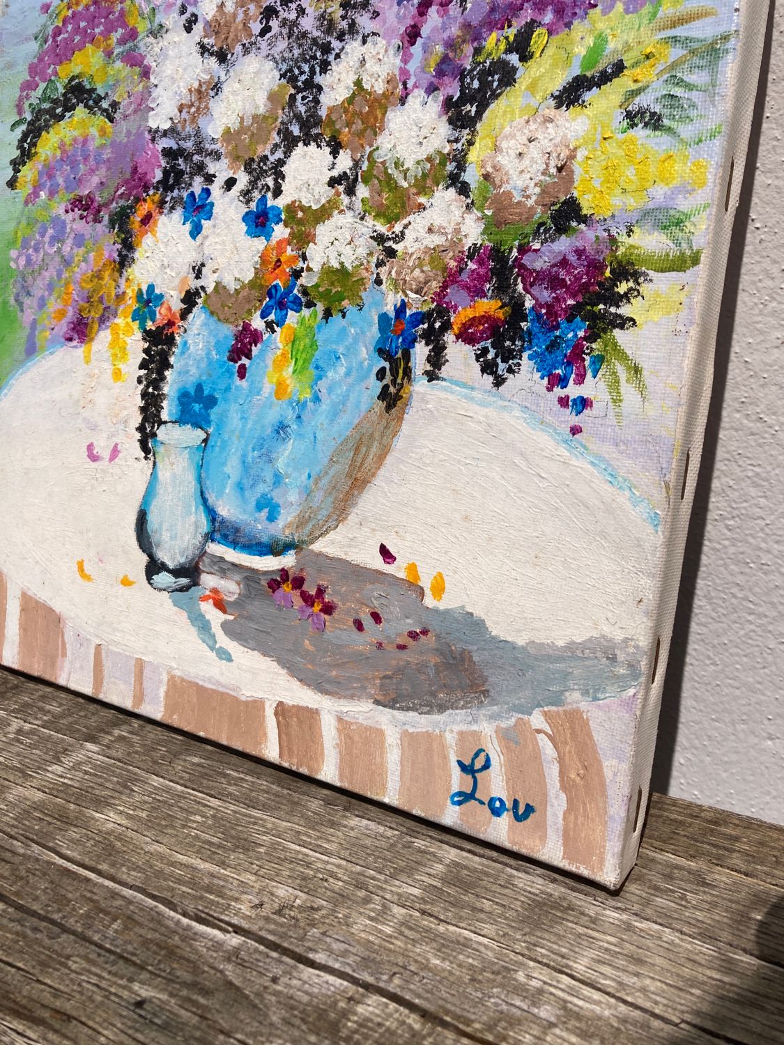 Tableau bouquet de fleurs huile sur toile / nature morte | Selency