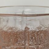 Large vintage glass vase or bowl with South American/Inca ornaments.