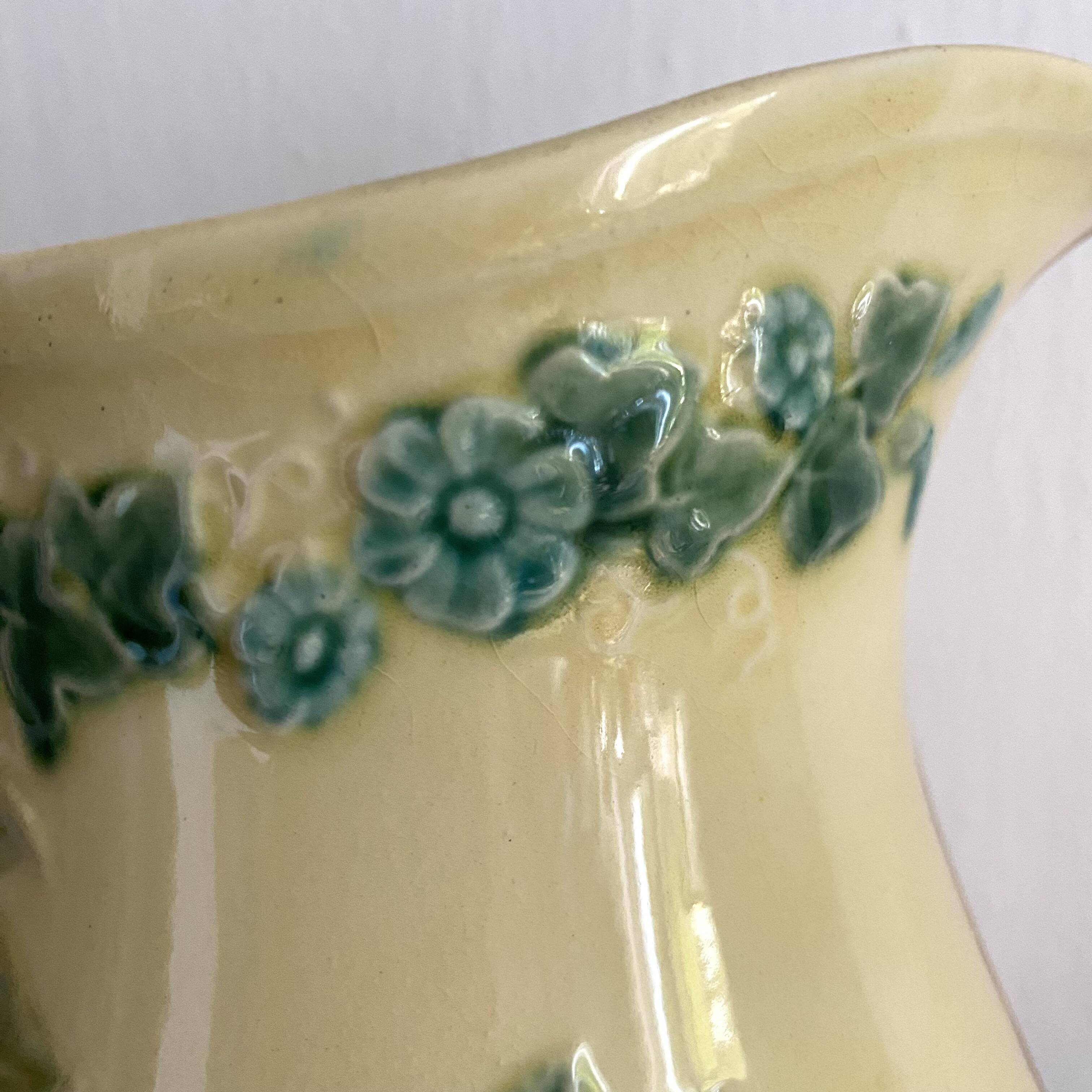 Luneville slip pitcher, Rose decor